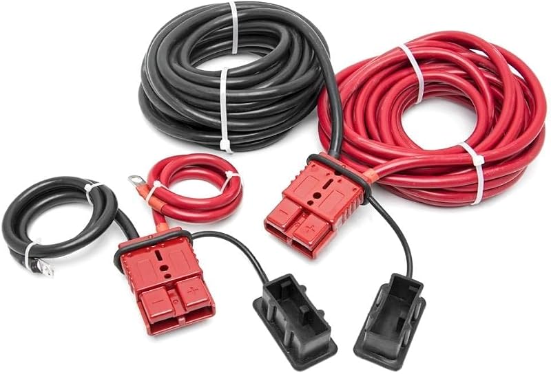2 cables de alimentación del cabrestante de desconexión rápida | 24 PIES - RS108 , Negro