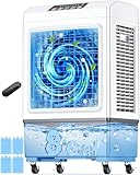 FANCOLE Evaporative Air Cooler, 2100CFM Windowless Air Conditioner Cooling up to 700 Sq.ft, Swamp Cooler Air Conditioner w/2 Modes & 3 Speeds, 7H Timer & Remote, Portable for Room Garage Patio
