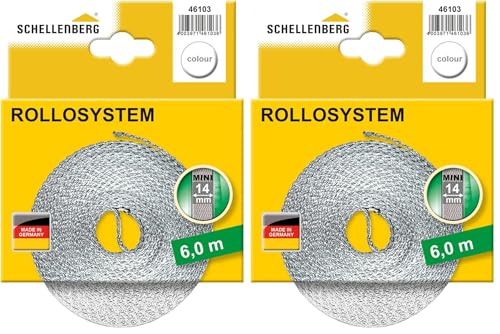 Schellenberg 46103 Sangle pour volet Roulant, 14 mm, 6 m, Blanc (Lot de 2)