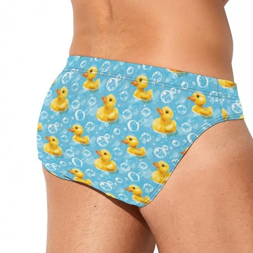 Yellow Rubber Duck and Bubbles Novelty Men's Swimming Brief Swimwear Pants Trunks Beach Shorts Underwear3