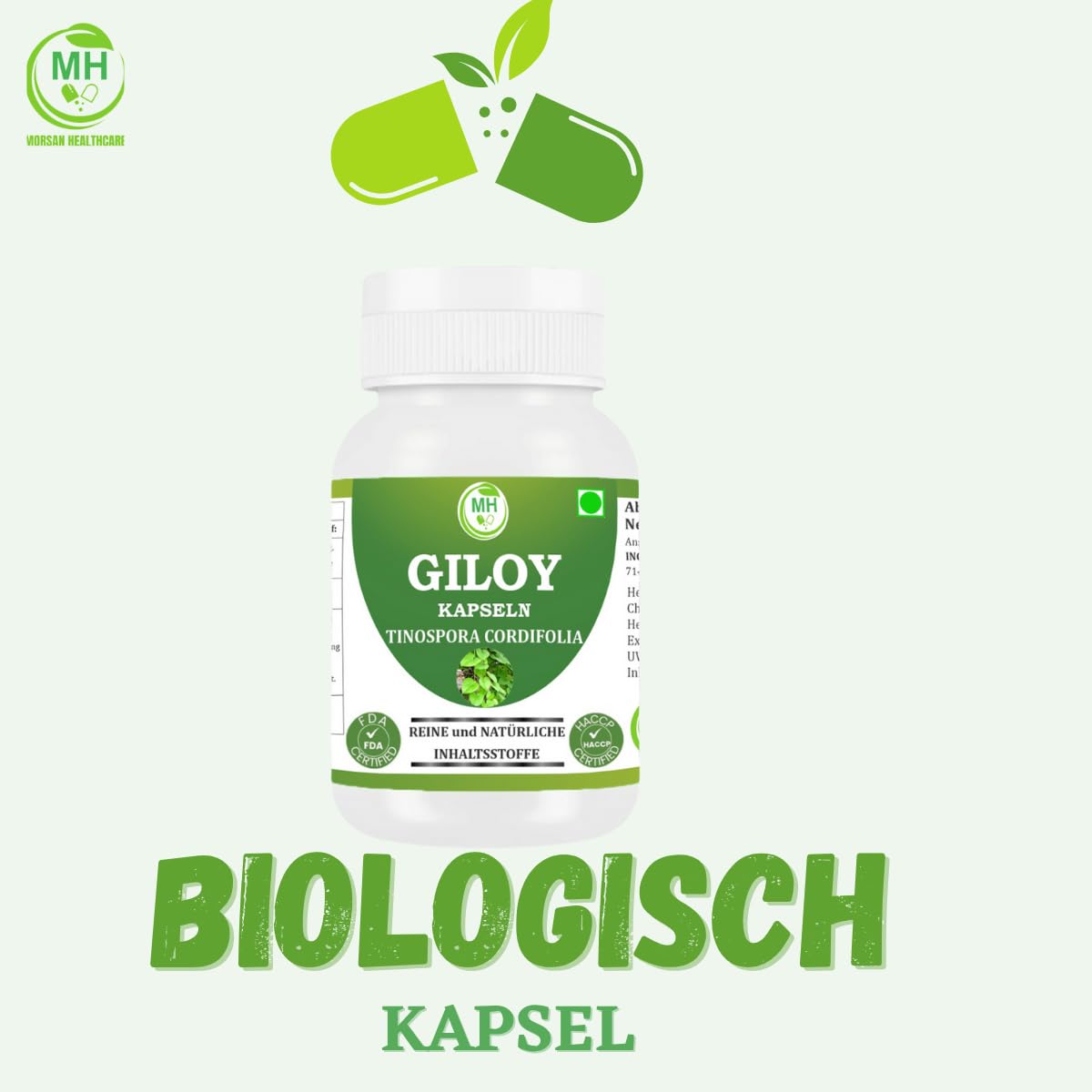 Bio Giloy Guduchi 500mg Extrakt | Natürliches Tinospora Cordifolia zur Immun-Unterstützung | Ayurvedisches Nahrungsergänzungsmittel | Vegan & Ohne Zusatzstoffe | 240 Kapseln