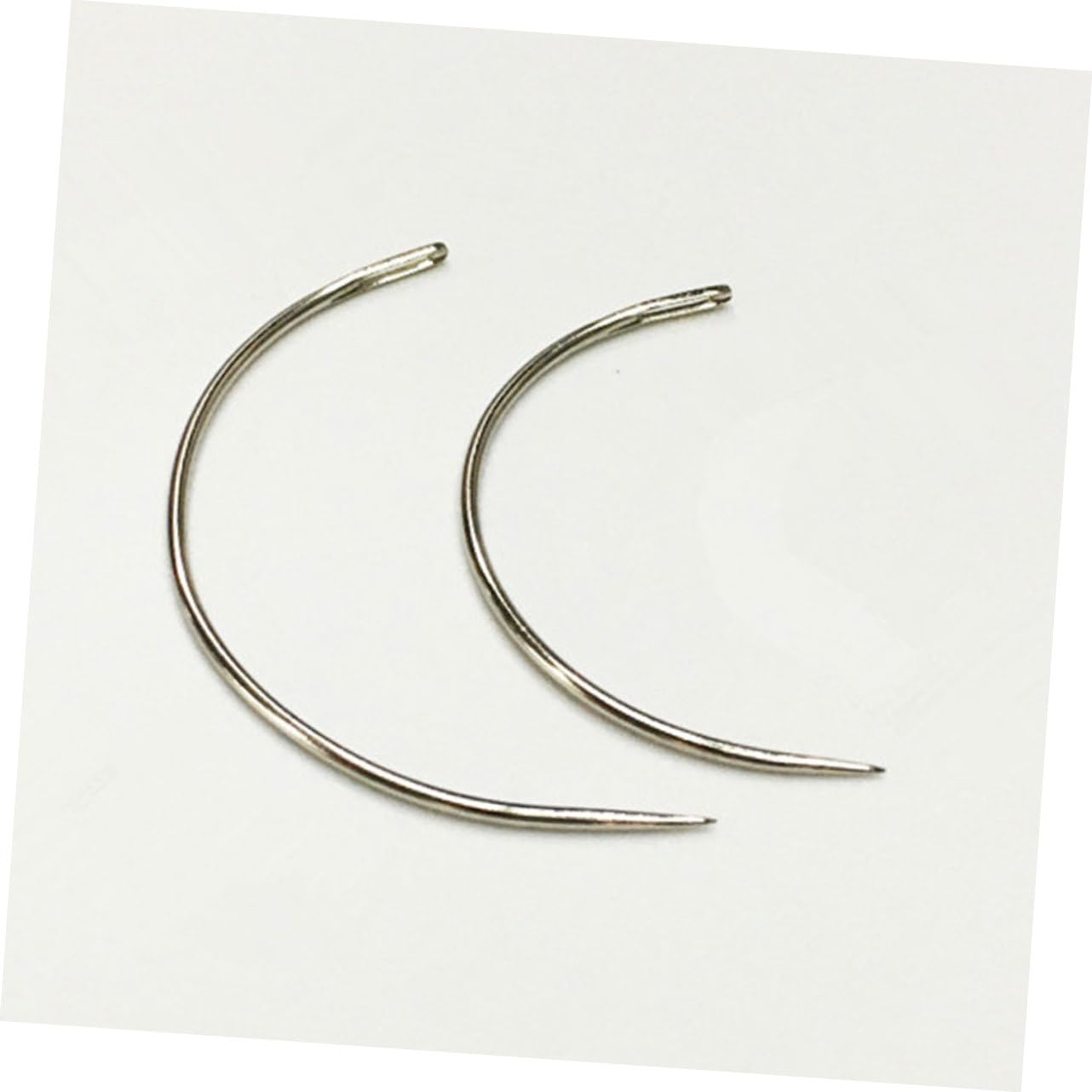 SEWACC 50pcs Curved Upholstery Needles, Wig Making & Craft Sewing Set, Silver Metal, 2.0