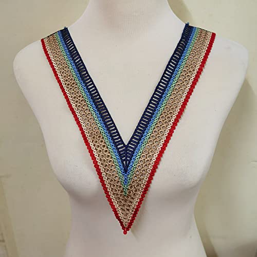 Zalalaa 1Pcs Gold Embroidered Lace Neckline Collar Warm Tones Floral Brown Leaf Applique Patches Scrapbooking Embossed Sewing (Style H) (Z0) #TOP12