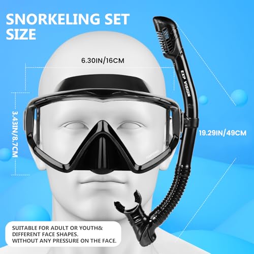 Image of Adult Pano 3 Scuba Diving Mask, Tempered Glass Snorkel Mask Anti-Fog Swim Mask No Leakage Swim Goggles with Nose Cover Snorkeling Gear for Snorkeling, Freediving, Swimming