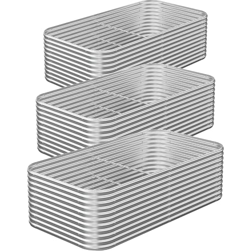 CATMANOR 3 Pack Tall Corrugated Galvanized Steel Raised Garden Bed Outdoor, Metal Above Ground...