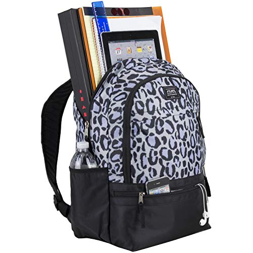 FUEL Ultimate Concept Water Resistant Carry On Luggage Travel Laptop College Business Backpack Work Bag (Black/Snow Leopard Print)4