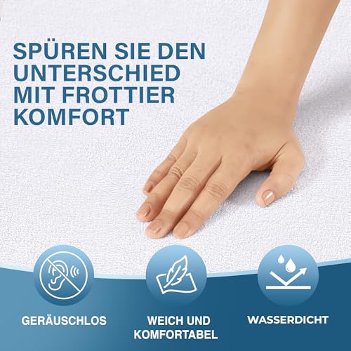 Utopia Bedding Matratzenschoner 200 x 200 cm Wasserdicht, Mit Elastisch Eckbändern, Oeko-TEX Zertifiziert Matratzenauflage Atmungsaktive, Matratzenschutz Weiß 5
