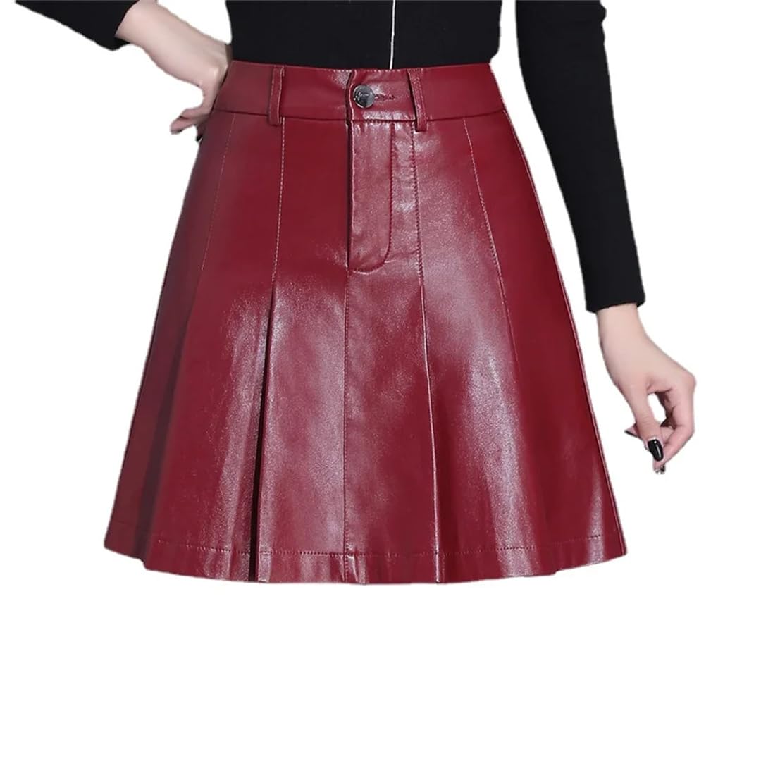 Hcclijo Faldas Plisadas De Cuero Sintético Suave De Primera Calidad para Mujer Culottes Elegantes Faldas Cortas Delgadas De Cintura Alta Falda Pantalón
