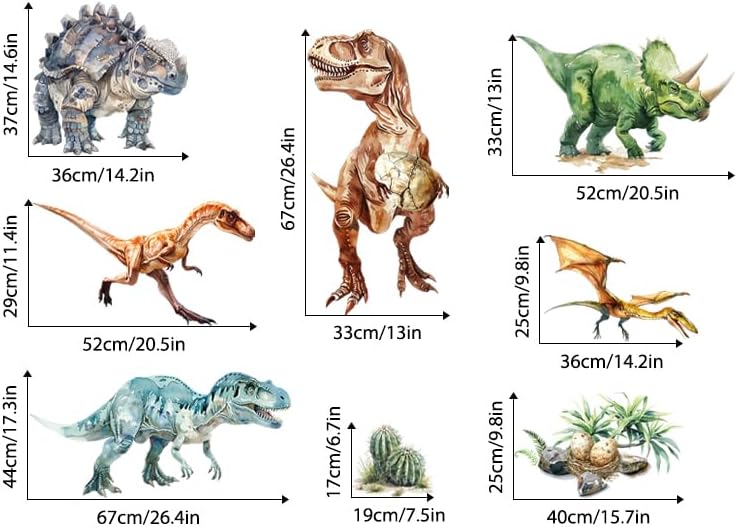Supzone Dinosaur Wall Decals, Large Dino Wall Stickers Volcano Tropical Plants Cactus Peel and Stick Art Decoration for Boys Girls Kids Classroom Bedroom Toddler Playroom Nursery Room - Image 5