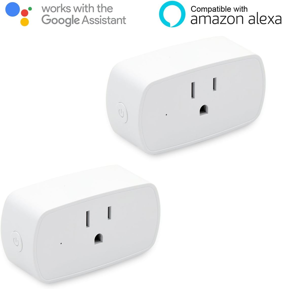 micmi Smart WiFi Plug, Compatible with Amazon Alexa Echo, Works with Google Home, IFTTT, No Hub Required, Smart Home WiFi Wireless, Remote Control Light Switch Socket, White (WiFi Plug 2pack)