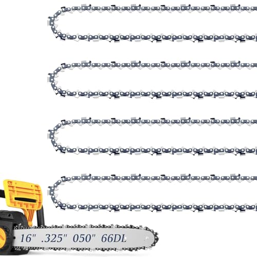 4 Pack 16 Inch Chainsaw Chain for Husqvarna .325 Pitch .050 Gauge 66 Drive Links Fits Husqvarna 435 430 Replacement 50184 08-66 591095766 H23-66 and More