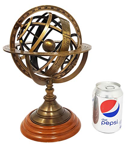 Brass Nautical - 8 inches Tall Antique Armillary Sphere Globe Replica Gift; Vintage Table Décor and Gift