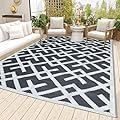 LILIOFFIC Outdoor Rug for Patio Clearance, 5'x8' Waterproof Plastic Patio Mat, Reversible Camping Rugs, Rv, Porch, Deck, Camper, Balcony, Backyard, Gray