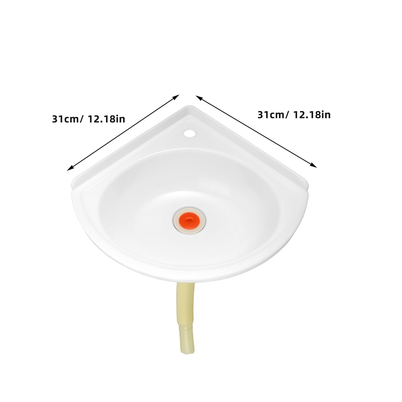 Lavabo D’angle Mural en Plastique Blanc, Mini Vasque Légère et Facile à Installer, Gain de Place pour Salles de Bain, Buanderies et Terrasses Style Aléatoire