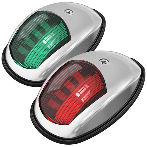 Obcursco Boat Navigation Lights, LED Red and Green Vertical Mount for Bow and Stern, IP67 Waterproof...