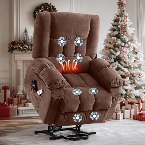 Sillón eléctrico reclinable textil marrón