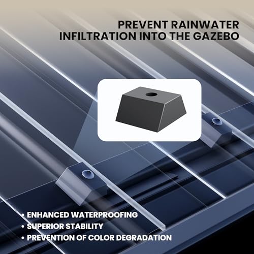 SUNBURY 10'x 12' Hardtop Gazebo, Outdoor Aluminum Frame Gazebos with Double Roofs, Outdoor Metal Canopy with Mosquito Netting and Privacy Screen for Patio, Backyard, Lawn, Garden, Deck (Gray) - Image 6