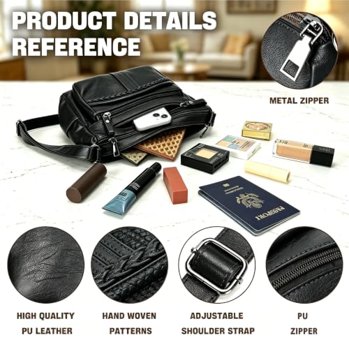 Image of ELDA Purses for Women Pocketbooks Soft PU Leather Ladies Crossbody Purse Multi Pocket Shoulder Bag