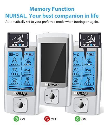 Nursal 24 Modes Tens Unit Muscle Stimulator With Continuous Stimulation, Rechargeable Electronic Pulse Massager With 8 Pads For Back And Shoulder Pain Relief And Muscle Strength #TOP2