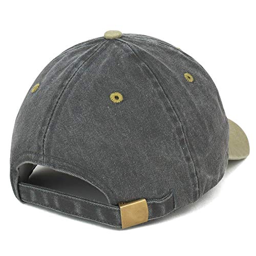 Trendy Apparel Shop Low Profile Unstructured Pigment Dyed Two Tone Baseball Cap - Black Khaki #TOP2