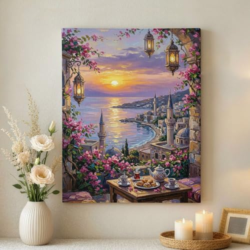 Toile murale abstraite paysage de qualité supérieure, châssis moderne 40x50 cm