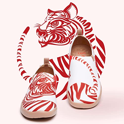 UIN Women's Walking Travel Shoes Slip On Canvas Casual Loafers Lightweight Comfort Fashion Sneaker Tiger Roar (7.5) - Thumbnail 2