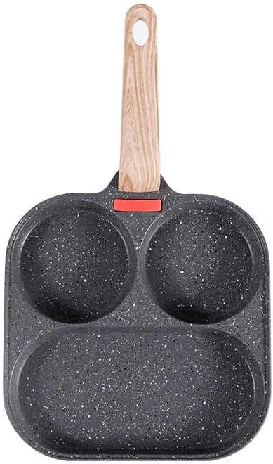 Non-stick Hamburger Egg Frying Pan 2 in 1 Household Heat Sensing Steak Frying Pan Pancake Frying Pan 2- Hole Egg Frying Pan