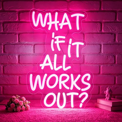 Image of What If It All Works Out Neon Sign Led Neon Lights Neon Signs for Wall Decor Light Up Sign for Birthday Party Club Gift