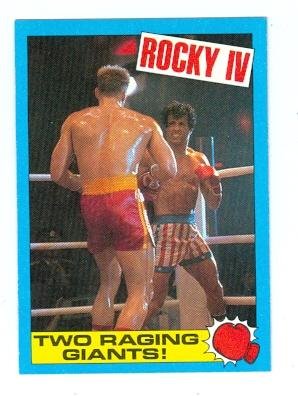 Sylvester Stallone as Rocky Balboa versus Dolph Lundgren as Ivan Drago Rocky IV trading card #46 1985