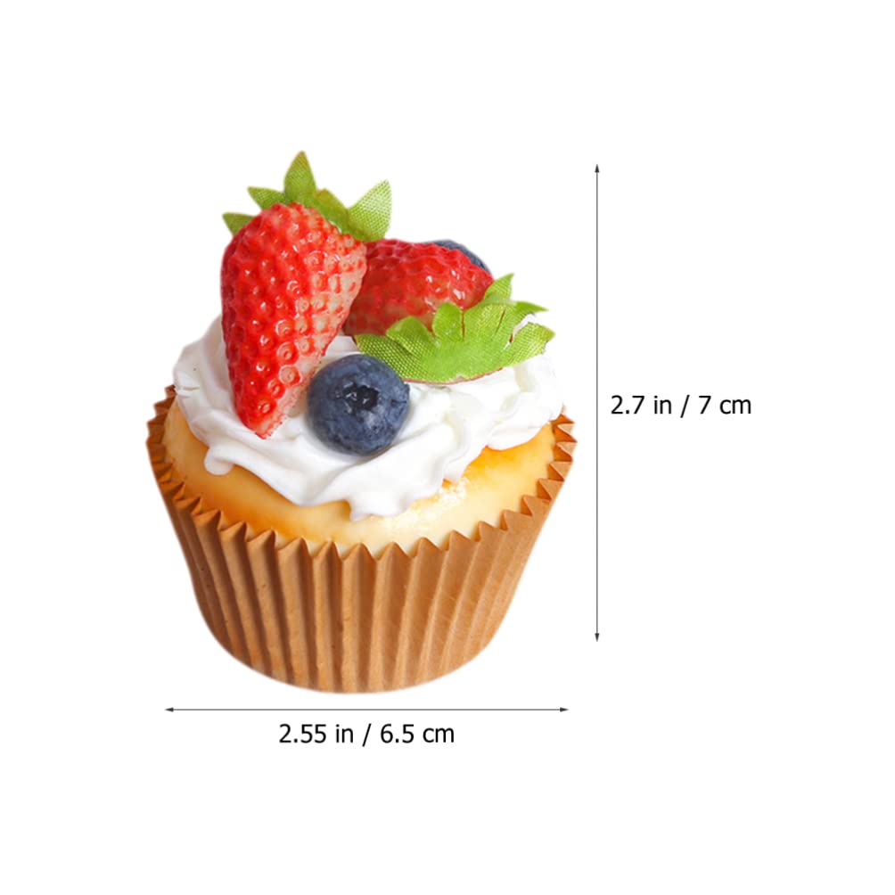 Veemoon Artificial Cupcake Fake Display Cake Faux Cake Decorations Simulation Realistic Cupcake Plastic Pastry Model Fake Baked Food for Kitchen Bakery Food Display Photography Props 6 Pack, PU