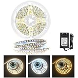 LED Strip 6M Dimmbar Warmweiß Neutralweiss Kaltweiß, KWODE LED Band mit Fernbedienung & Netzteil, 24V LED Lichtband Streifen Stripes Lichterkette für Decken, Küche, Schlafzimmer (3000K/4500k/6000K)