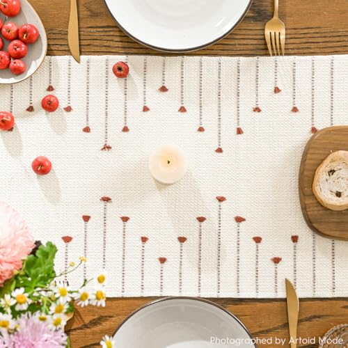 Artoid Mode Caramel Boho Table Runner for Farmhouse Rustic，Seasonal Holiday Macrame Burlap Kitchen Dining Table Decoration for Home Party Decor 12x90 Inch by Artoid Mode - Used condition - Image 7