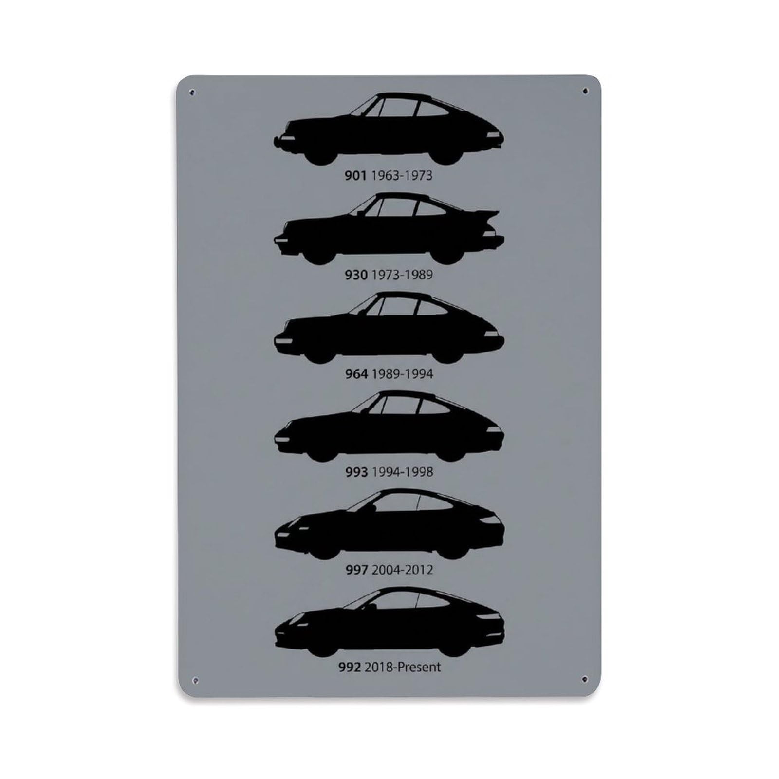 911 Turbo S 930 964 993 992 Side Profile German Supercar Heritage Metal Tin Sign Plaque Wall Decor for Cafe, Man Cave, Club Bar, Office, Home Garden Round Metal Poster 8x12Inch