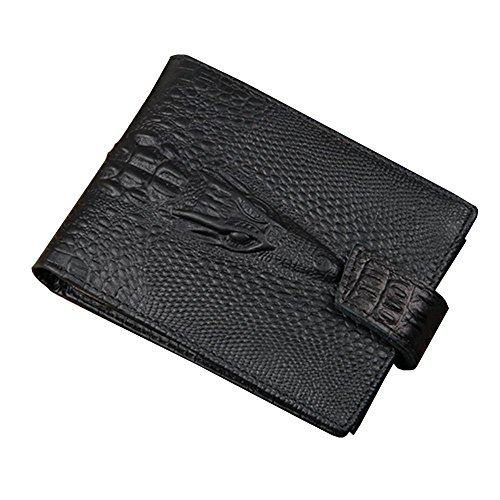 Strimm Estampado de Cocodrilo de Cuero Genuino Clásico Pinzas para Billetes con Cremallera de Bolsillo,Tarjetas de Crédito, Cartera Piel RFID Billetera Cover