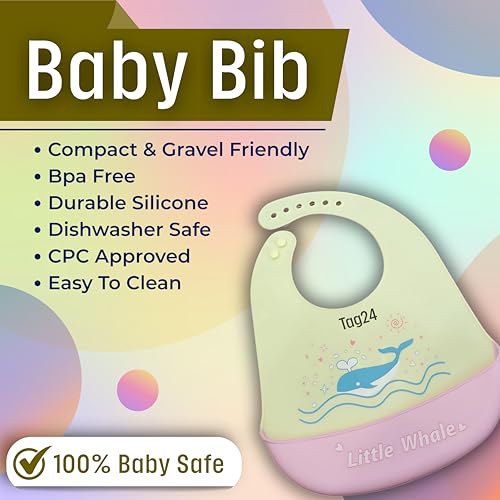 Image of Baby Bib for Feeding and Weaning Babies and Toddlers | Waterproof, Washable, Reusable | Adjustable Neckline with Buttons | Easy to Clean and Non-Messy Design