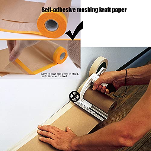 Tape And Drape, Paint Masking Paper, Pre-Taped Masking Paper For Painting, 2 Pack Car Protection Covering Paper, Paint Tape, For Car And Furniture, Floor.（Unfold 20 Inch Wide And 90 Feet Long） #TOP7