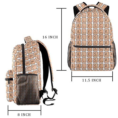 Sac à dos enfant Scrabble avec poche gourde voyage école Medium
