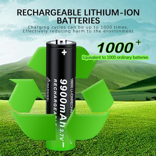 Paowang 4 Pack 18650 Rechargeable Battery 3.7V 9900Mah Button Top Li-Ion Batteries For Flashlights thumb #3
