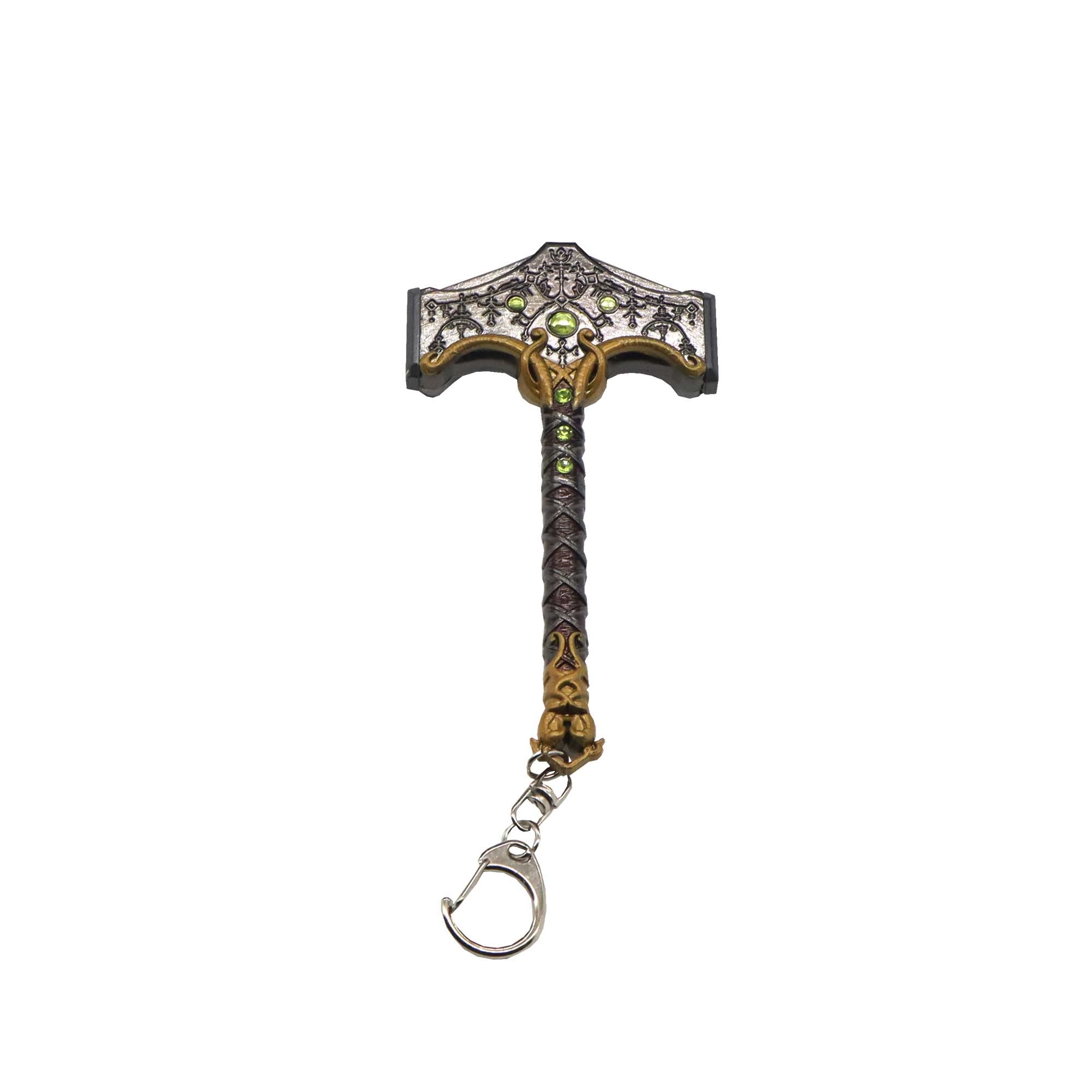 Game Weapon Thor Hammer Metal Mjölni Kratos Weapon Game Sword Katana Keychain Model Kid Toys Gold, Gold, mini