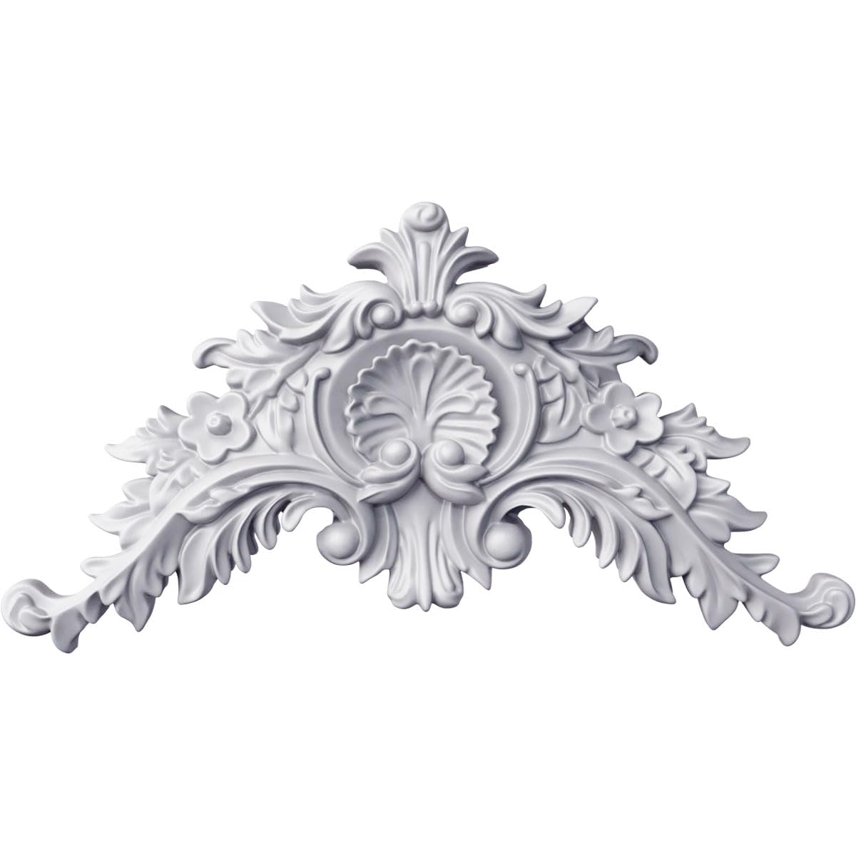 11 1/2"W x 6"H x 1 3/8"P Mini Shell Center with Scrolls, White