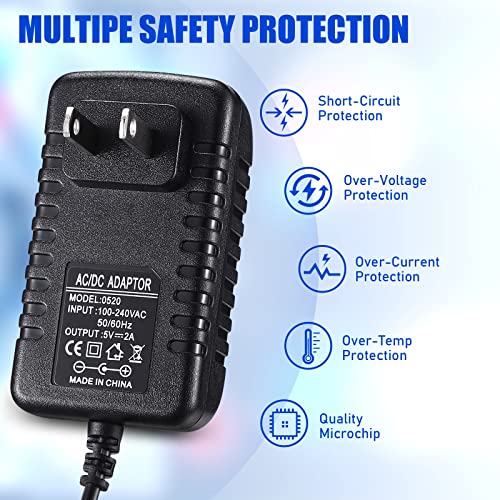 5V 2A Power Adapter, DC 5V 10W Switching Power Supply, AC 100V-240V to DC 5 Volt 2 Amp Universal Switching Transformer, AC/DC Wall Plug 5.5x2.5mm & 5.5x2.1mm Plug for Router, CCTV Camera3