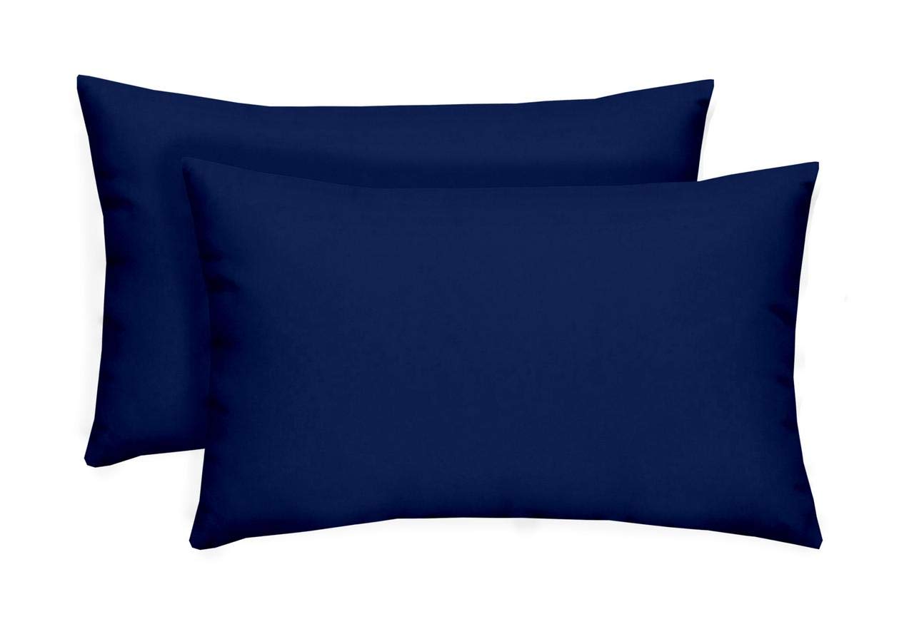 RSH Décor Set of 2 - Indoor / Outdoor Solid Royal Cobalt Blue Decorative Rectangle Lumbar Throw / Toss Pillow - Choose Size and Choose Color