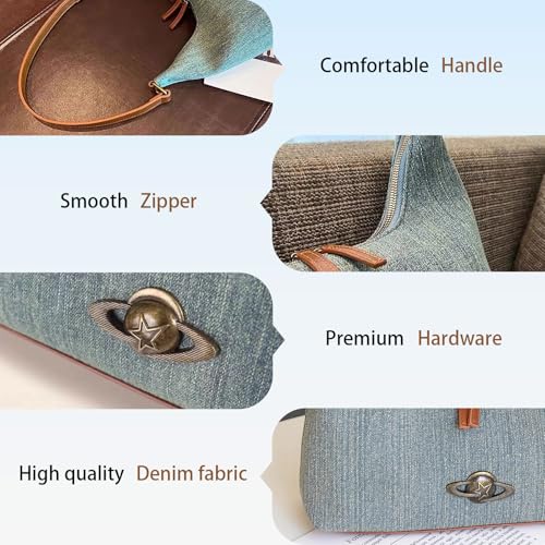 Bolso mini bandolera de mezclilla para mujer azul miniatura 6