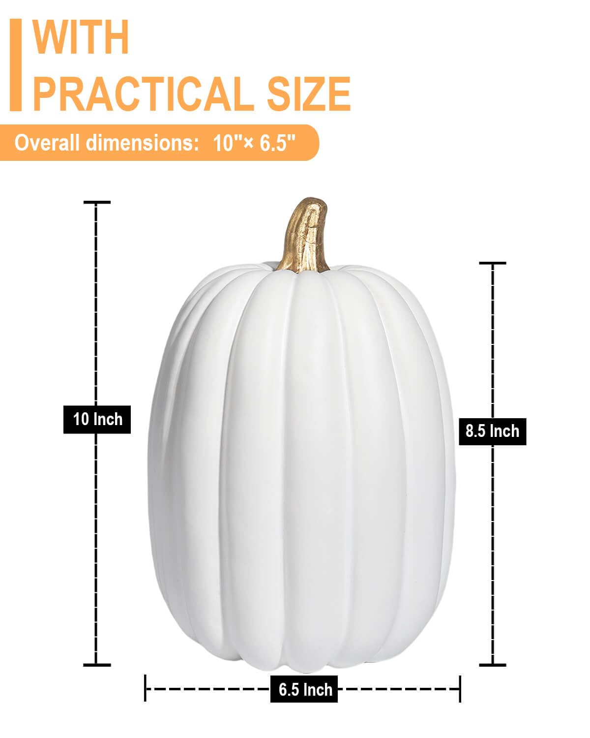 vensovo Calabazas blancas grandes de 8.5 pulgadas para decorar, 2 calabazas decorativas de espuma grande para decoración de otoño, calabazas artificiales pintables, perfectas para decoración de