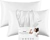 White Satin Pillowcase for Hair and Skin - Softer Than Silk Pillowcase, Pillow Cases 2 Pack with Envelope Closure, Gifts for Women, Queen & Standard Size 50 x 75 cm