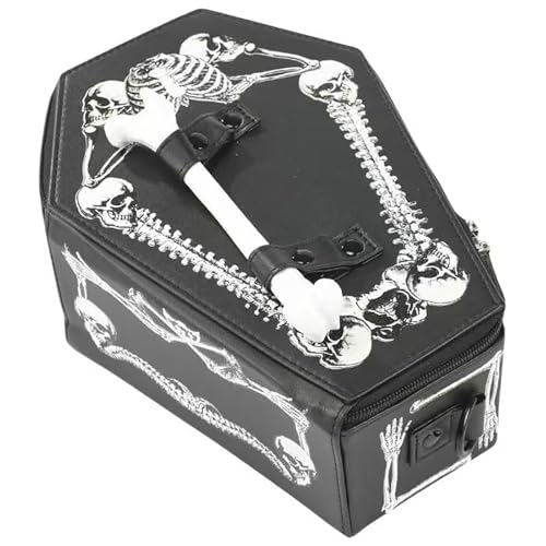 Image of Men PVC Unique Novelty Gothic Handbag Detachable Strap Crossbody Shoulder Bag Halloween Skull Purse for Women