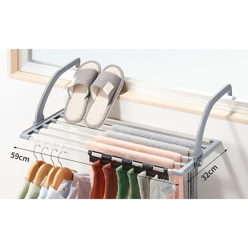 Étendoir à linge pliable en acier inoxydable gris taille M pour intérieur et balcon stable