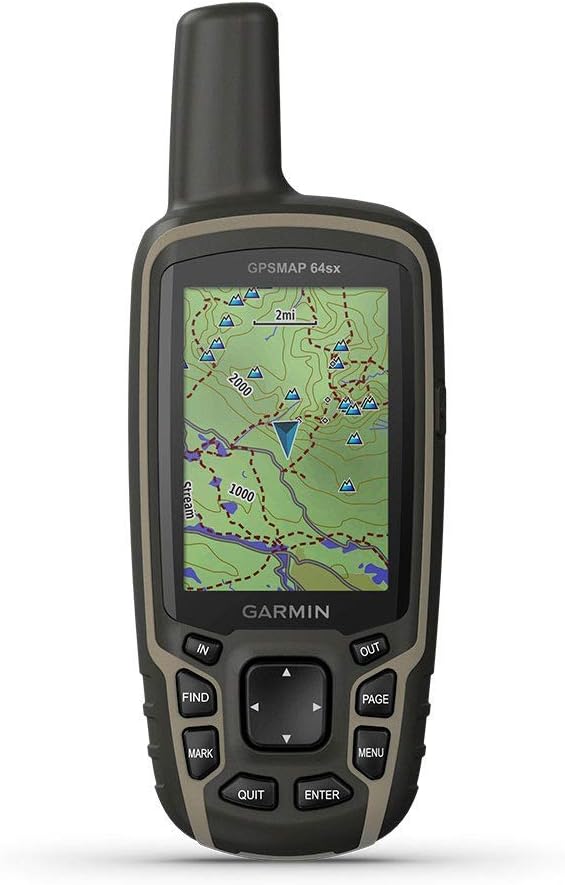 Garmin 010-02258-10 GPSMAP 64sx, Handheld GPS with Altimeter and Compass, Preloaded with TopoActive Maps, Black/Tan