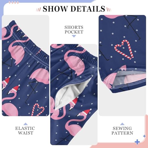 Merry Christmas Flamingo Candy Cane Boys Long Pants Soft Trousers Elastic Waist Kids Lounge Bottoms with Pockets S-XL4