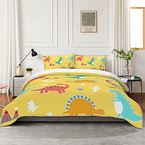 Owl Queen Dinosaur Duvet Cover Set For Boys Kids Cute Cartoon Bedding 3 Pieces Dinosaur Twin With 1 Duvet Cover & 2 Pillowcases,Super Soft Microfiber Kids Duvet Cover With Zipper Ties #TOP1